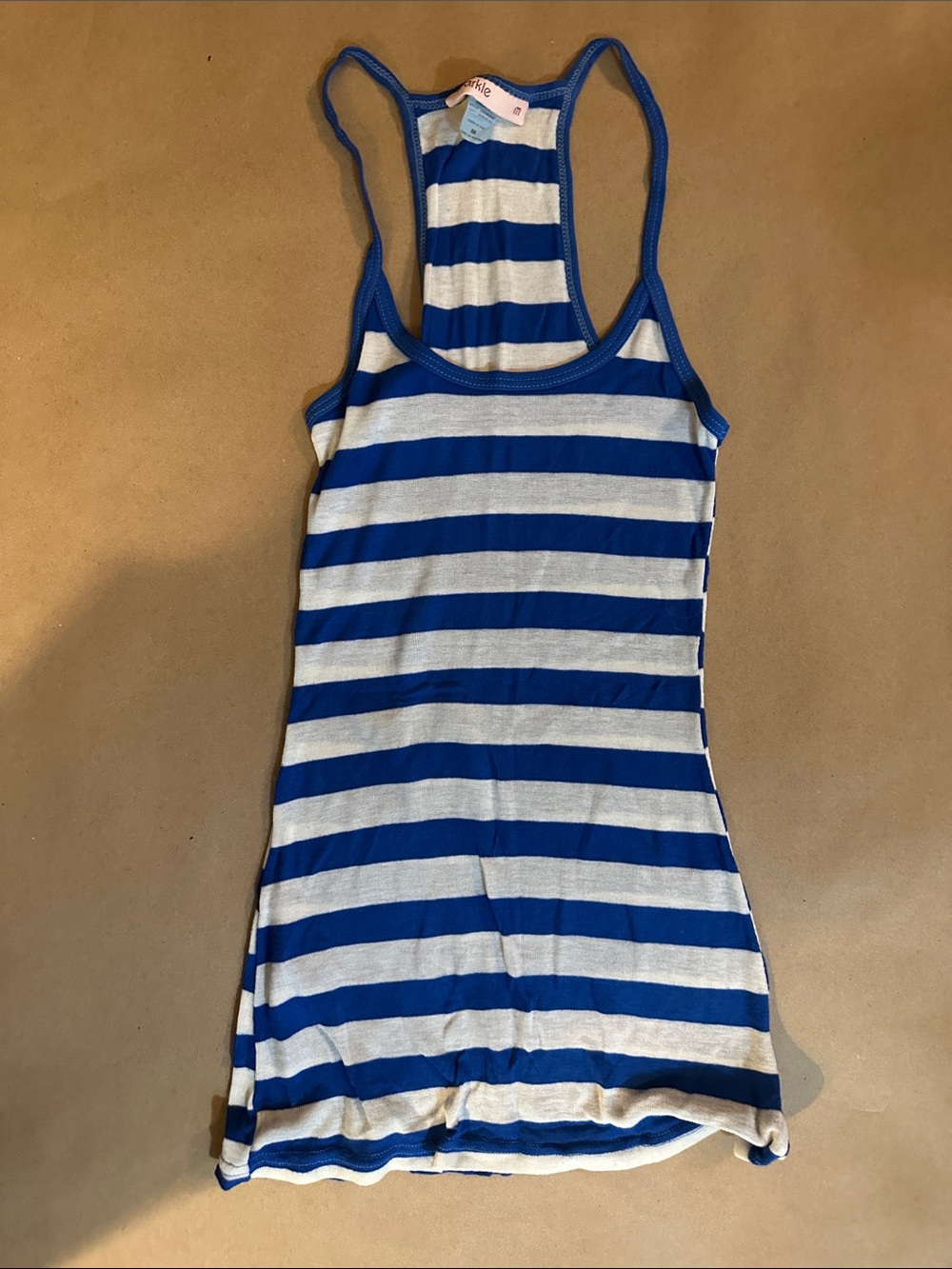 Sparkle & Fade Royal Blue and White Striped Racerback Tank